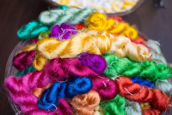 Closed Silk Threads Basket — Stock Photo, Image