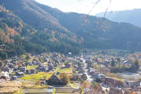 Vista Casa Tradicional Gassho Zukuri Temporada Outono Shirakawa Japão — Fotografia de Stock