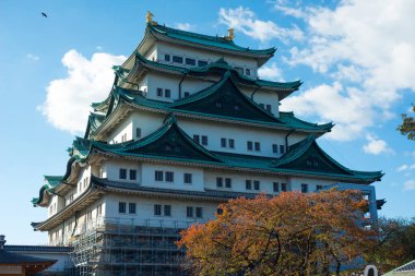 Japonya 'nın Nagoya şehrinde sonbahar mevsiminde Nagoya Kalesi