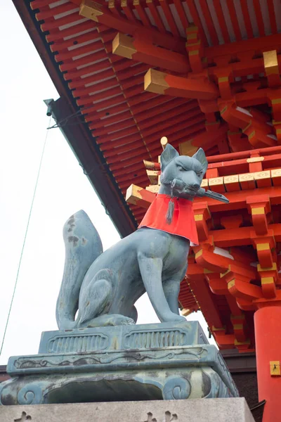 Japonya Nın Kyoto Kentindeki Fushimi Inari Taisha Türbesindeki Fox Heykeli — Stok fotoğraf