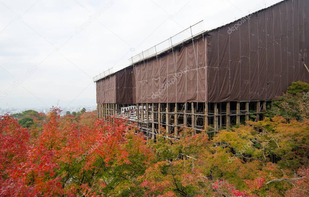 Kiyomizu-dera Temple Under renovation  in Kyoto, Japan