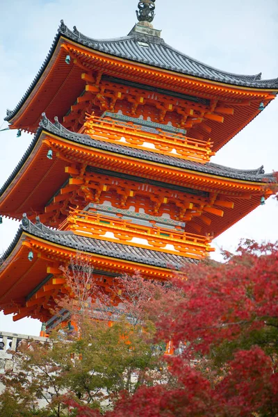 Krásná Pagoda Chrámu Kiyomizu Dera Kjótu Japonsko — Stock fotografie