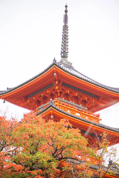 Krásná Pagoda Chrámu Kiyomizu Dera Kjótu Japonsko — Stock fotografie