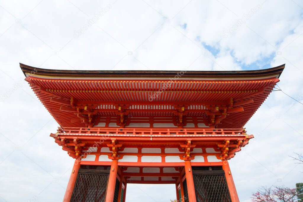 Kyoto, Japan - November 12, 2018: Kiyomizu-dera Temple Gate in Kyoto, Japan