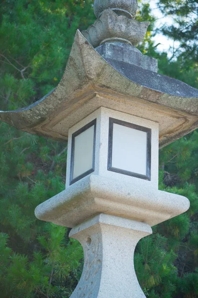 Lanterna Pietra Santuario Itsukushima Sull Isola Miyajima Hiroshima Giappone — Foto Stock
