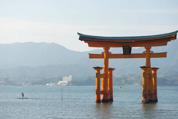 Porta Torii Flutuante Santuário Itsukushima Ilha Miyajima Hiroshima Japão — Fotografia de Stock
