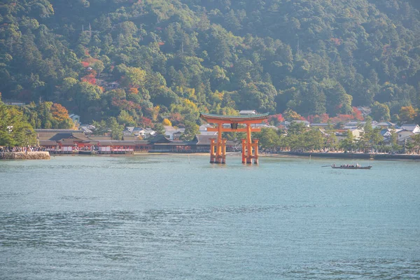 Porte Flottante Sanctuaire Itsukushima Sur Île Miyajima Hiroshima Japon — Photo