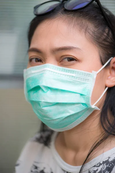 Asian Woman wearing protection face mask against coronavirus