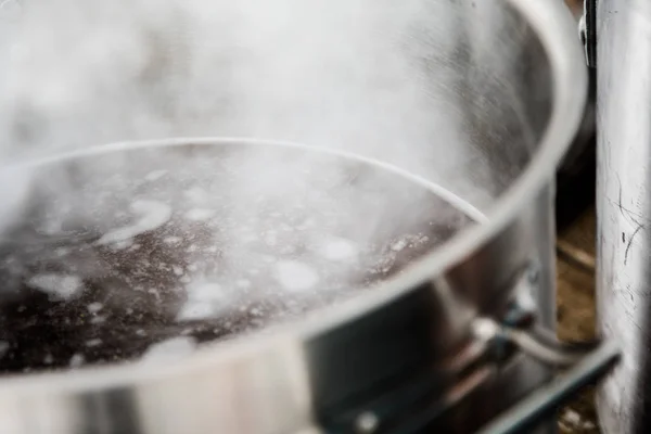 Craft Beer Wort into the Boil Kettle — Stock Photo, Image