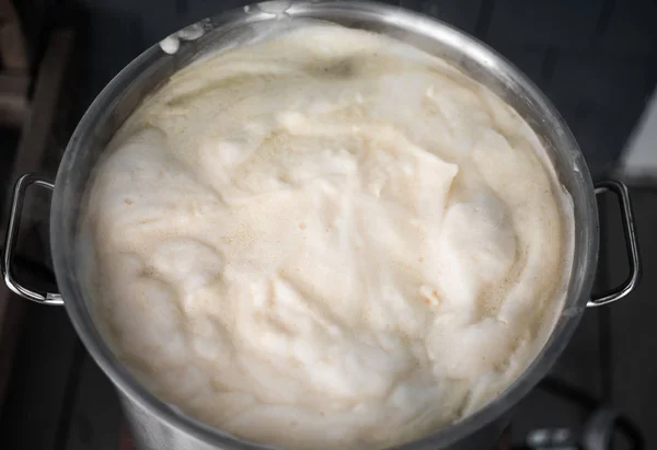 Protein Break Foam into the Boil Kettle — Stock Photo, Image