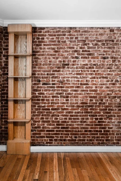 Vlakke bakstenen muur perspectief en planken — Stockfoto