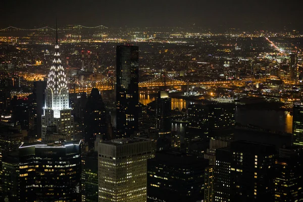 Manhattan Vue Aérienne La Nuit à New York — Photo