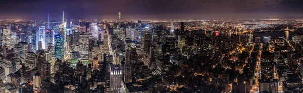 Manhattan Vue Aérienne La Nuit à New York — Photo