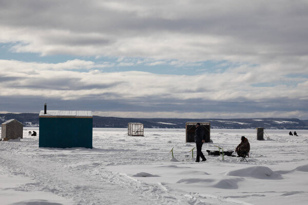 Ice Smelt Fishing Shack in Winter 