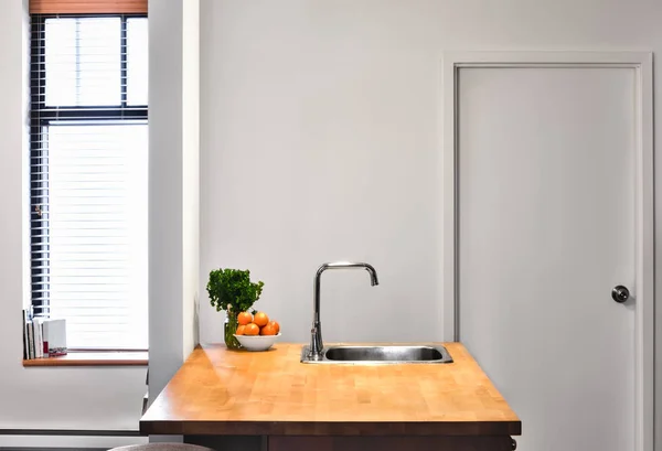 Flat Gray Wall Perspective in the Kitchen — Stock Photo, Image