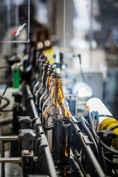 Conveyor with beer bottles — Stock Photo, Image