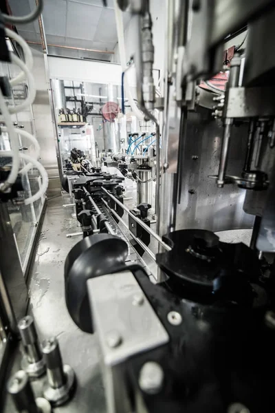 Viewto Big Metallic Machine Bottles Filling Bottling Microbrewery — Stock Photo, Image