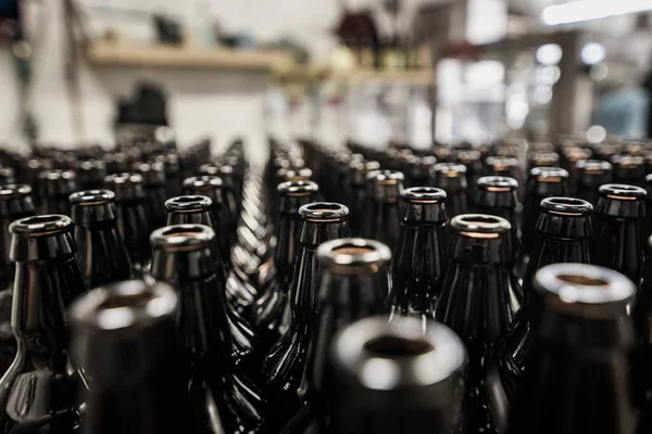 Glass bottles prepared for bottling