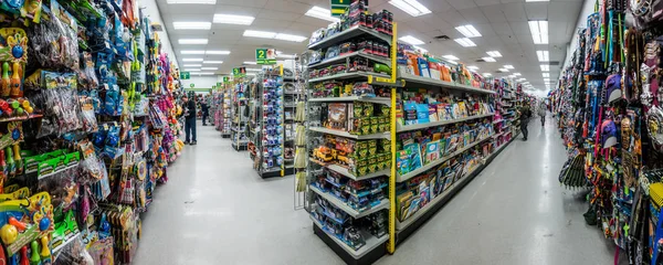 Montreal Canada November 2017 Dollarama Retail Store Indoor Aisle Panorama — Stock Photo, Image