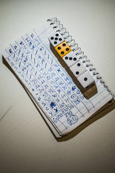 Yum Dice Game Result Crazy High Score Dices Notepad — Stock Photo, Image