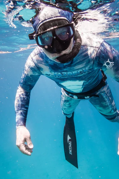 San Andres Sziget Kolumbia 2017 Március Körül Freedivers Légzés Fel — Stock Fotó