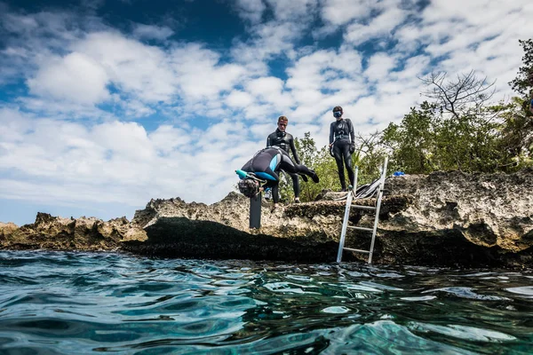 San Andres Island Kolumbia Około Marca 2017 Grupa Freedivers Się — Zdjęcie stockowe