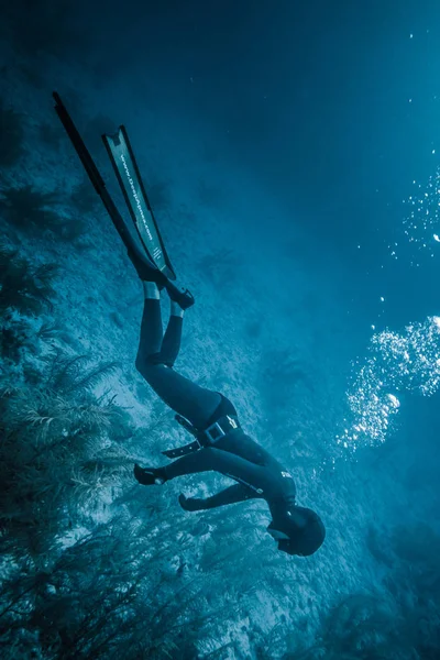 San Andres Island Kolumbia Około Marca 2017 Symulacja Freedivingu Blackout — Zdjęcie stockowe