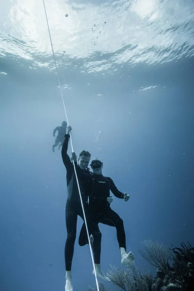 San Andres Island Colombia Circa March 2017 Freedivers Bottom Line — Stock Photo, Image