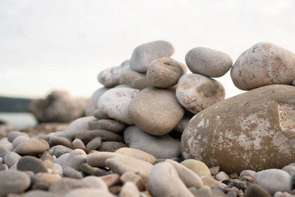 Abstract Composition Pebbles Stacked Top Each Other Shore — Stock Photo, Image
