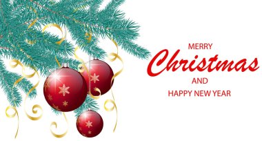 Vektör çizimi. Noel tebrik kartı, Mutlu Noeller ve mutlu yıllar.