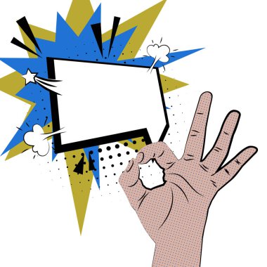 El işareti komik pop sanat bubble beyaz