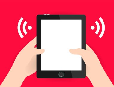 Modern siyah renkli tablet tutan el