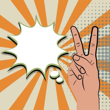 Gibi olumlu el işareti mavi pop sanat arka planda