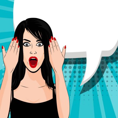 Kızgın genç esmer kız pop sanat