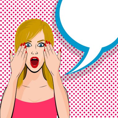 Sürpriz genç seksi sarışın kız pop sanat