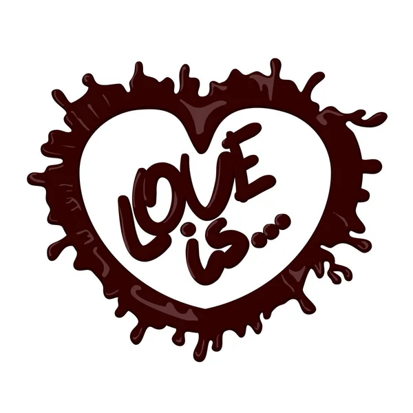 Cioccolato realistico schizzo di cuore Amore — Vettoriale Stock