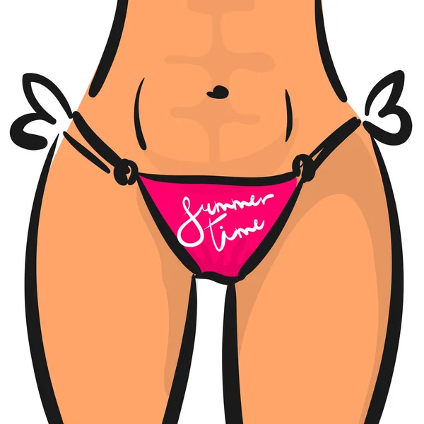 ซัมเมอร์ไทม์โปสเตอร์การ์ดก้นผู้หญิงเซ็กซี่ — ภาพเวกเตอร์สต็อก