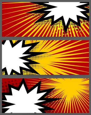 Çizgi roman balon yatay kırmızı boş afiş