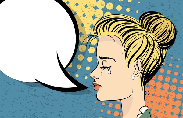 Piękna Blondynka pop-artu płacz — Wektor stockowy