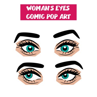 Pop art karikatür komik seksi kadın gözleri