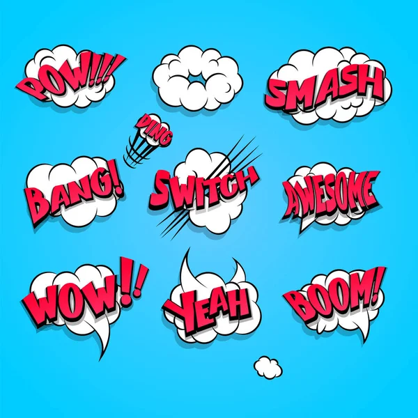 Comic book cartoon explosion set boom bang — Stock Vector