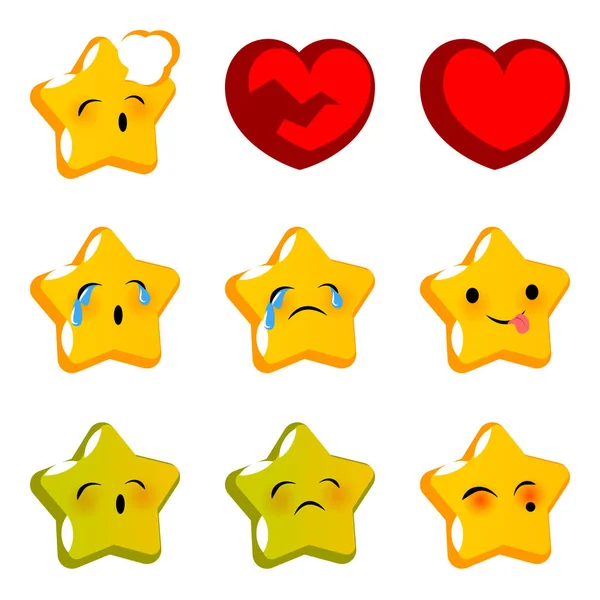 Känslomässiga stare sjuka cry emoji ansikten set — Stock vektor