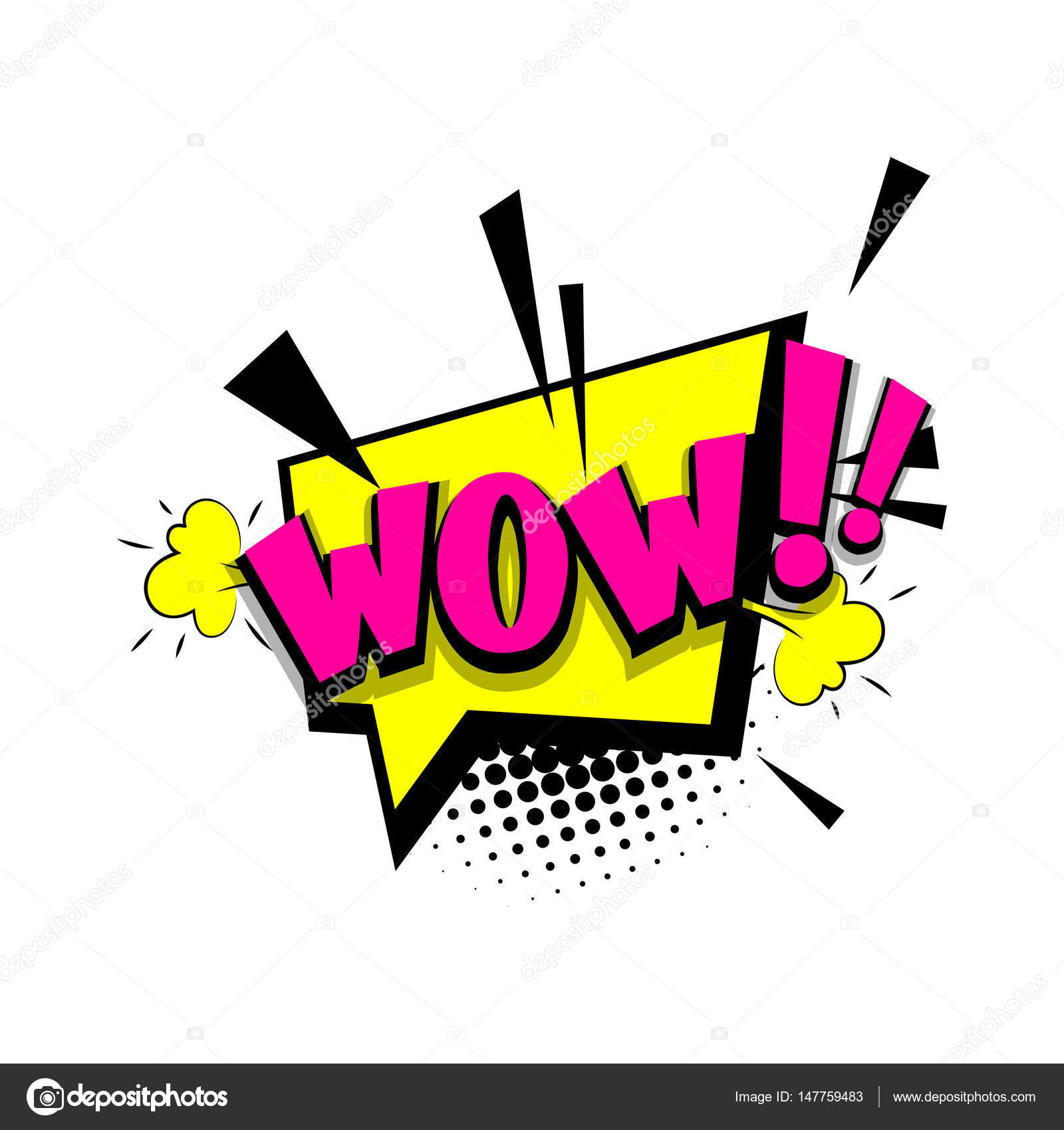 Lettering wow comic text pop art Stock Vector Image by ©  #147759483