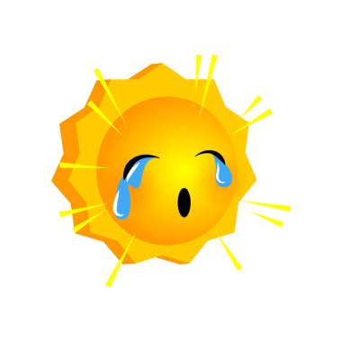 Duygusal yüzleri güneşli emoji gülümsüyor ağlamak
