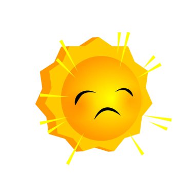 Duygusal yüzleri üzgün güneşli emoji gülümsüyor