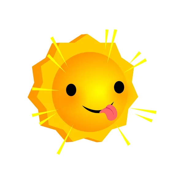 Συναισθηματική εμφάνιση γλώσσας αντιμετωπίζει sunny emoji χαμόγελα — Διανυσματικό Αρχείο