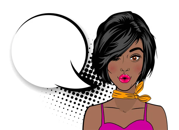 Pop art surpris sexy femme noire — Image vectorielle