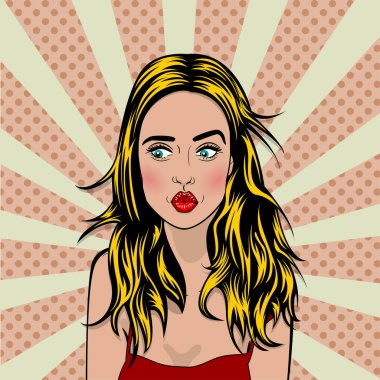 Sarışın kız öpücük kadar seksi pop sanat PIN