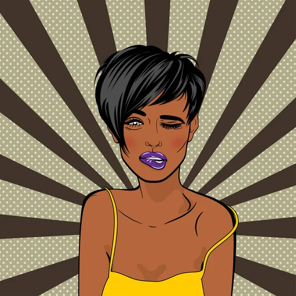 Sexy pop art pin up negro chocolate atreverse chica — Vector de stock