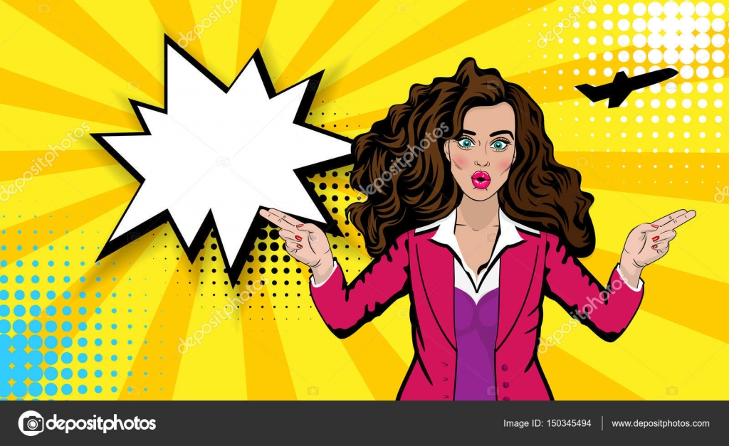 Pop Art Cartoon Comic Sexy Shocked Stewardess Vector Image By C Helen Tosh Vector Stock